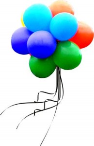 воздушные шары растровый клипарт, разноцветные воздушные шарики, гелевые  шары  с ленточками клипарт