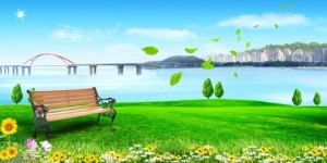 летние фоны, зеленая полянка, зеленый берег у озера, растровый клипарт в PSD, фотошоп исходник